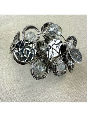 Treska silvertone lucite metal bracelet NEW with tags twisted wire C cuff